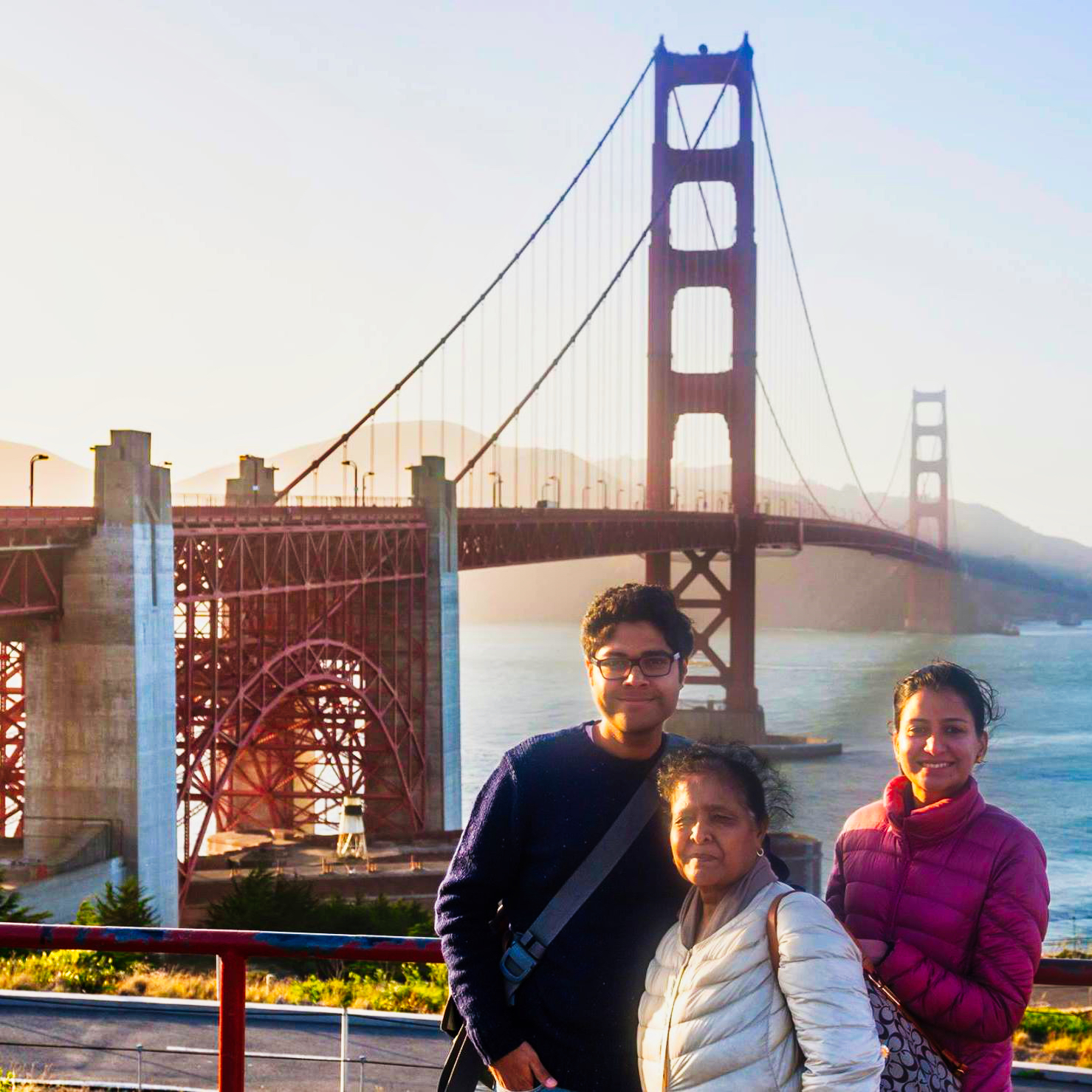 Anuradha ji with family at the Golden Gate Bridge, San Francisco